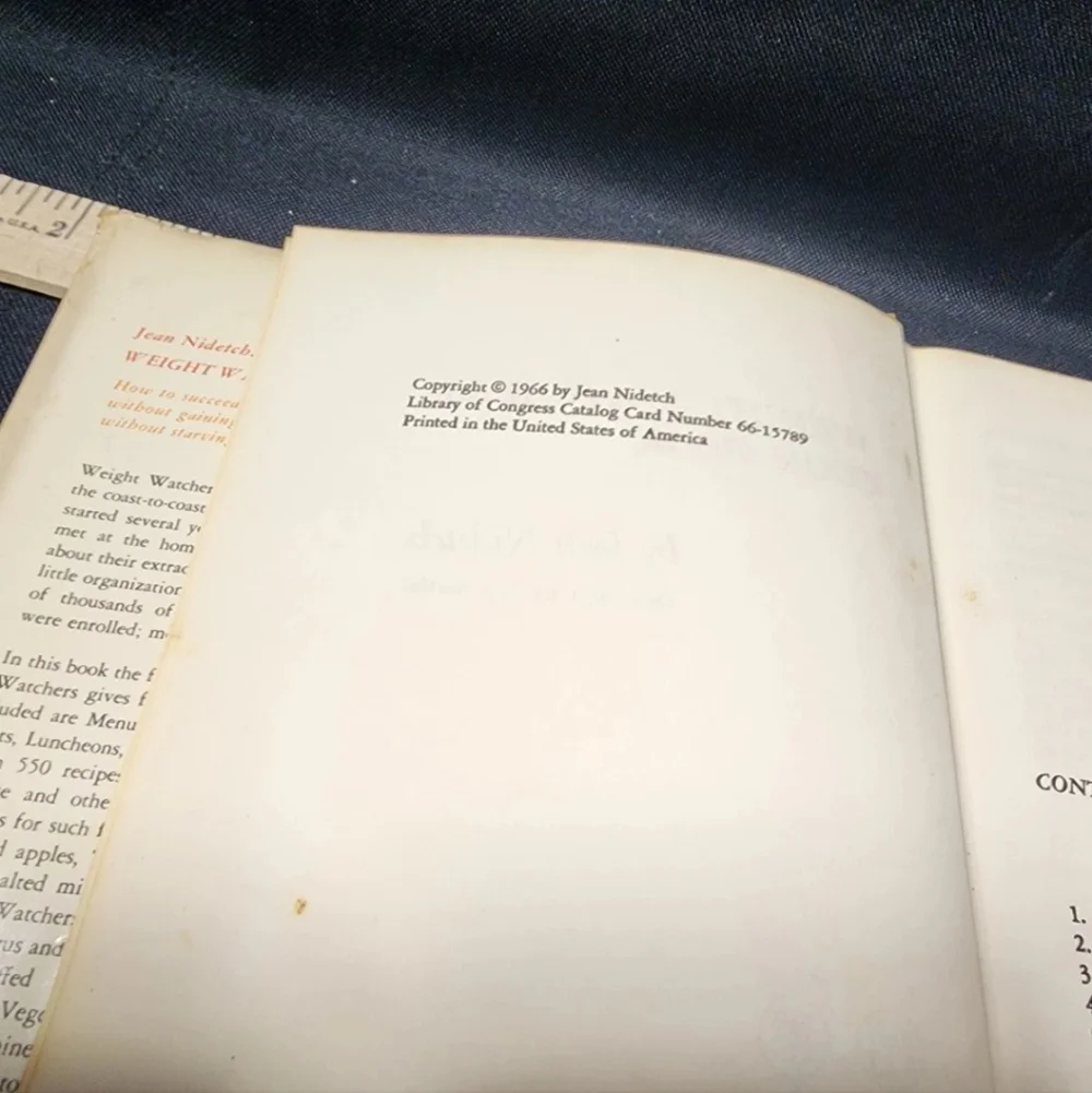 1966 Weight Watchers Cook Book 1966 1st Edition Jean Nidetch Original Dust Cover